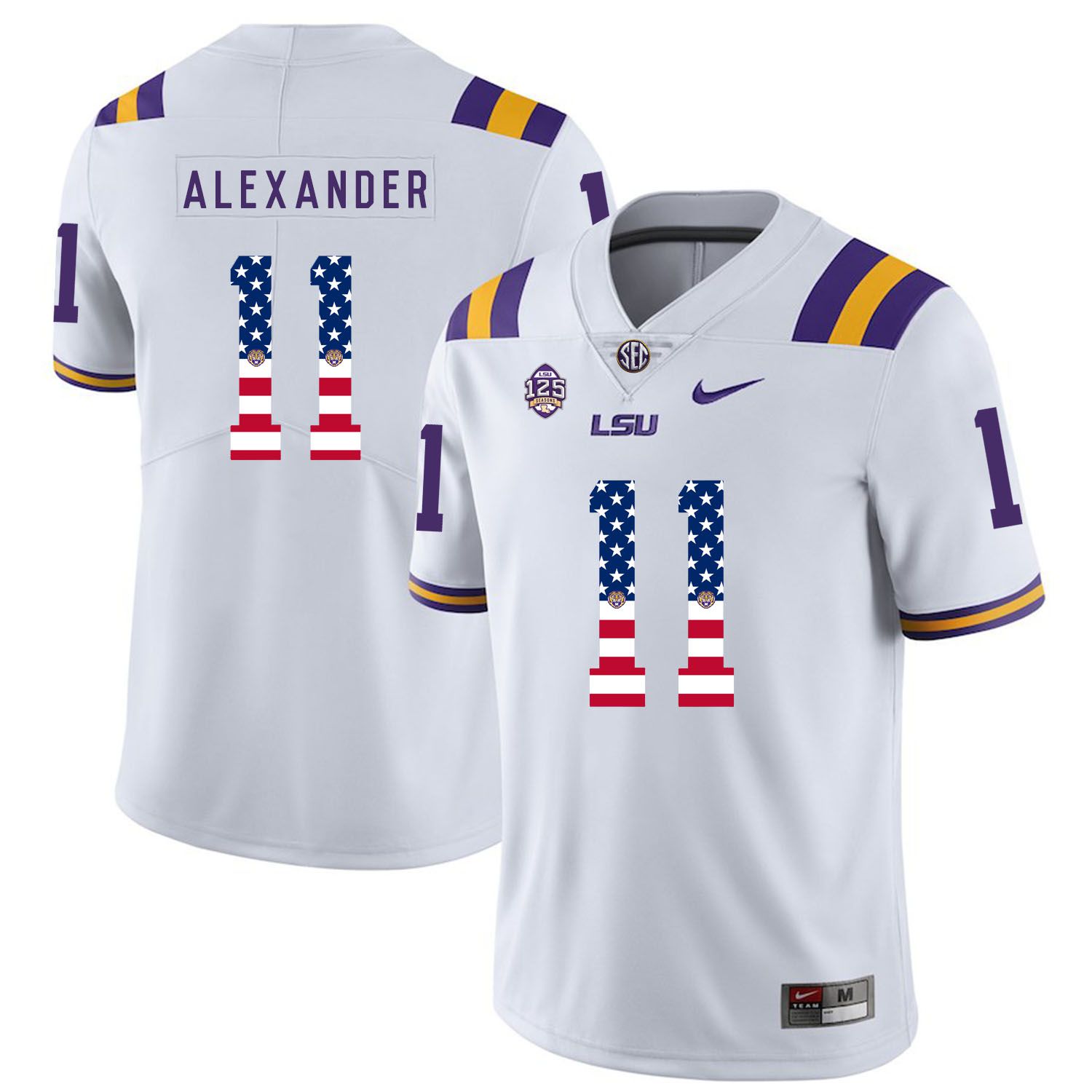 Men LSU Tigers #11 Alexander White Flag Customized NCAA Jerseys->customized ncaa jersey->Custom Jersey